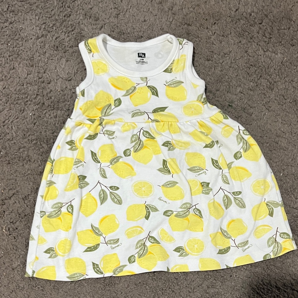Lemon Print Sleeveless Kids Dress